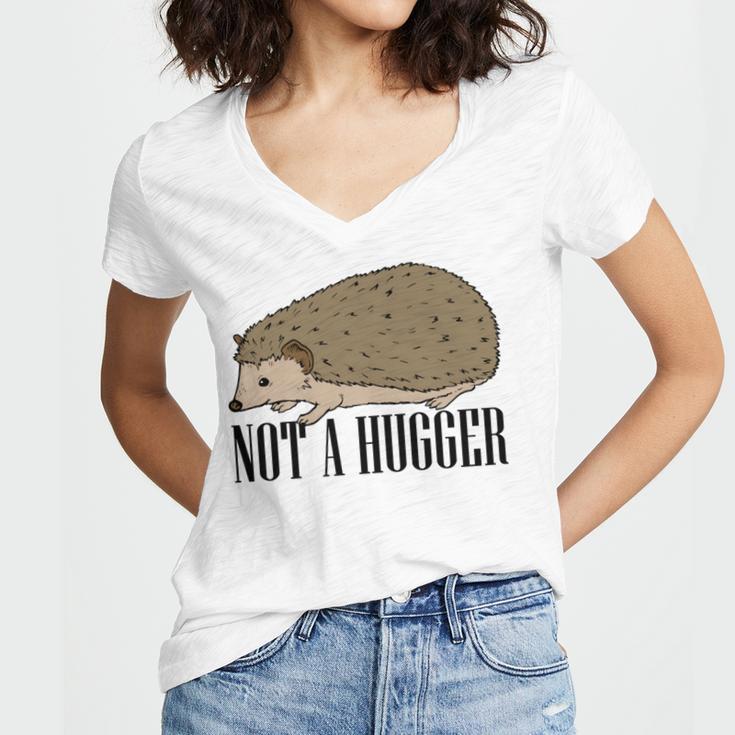 Not A Hugger Hedgehog Introvert Sarcasm Antisocial Women's Jersey Short Sleeve Deep V-Neck Tshirt Not A Hugger Hedgehog Introvert Sarcasm Antisocial Women's Jersey Short Sleeve Deep V-Neck Tshirt