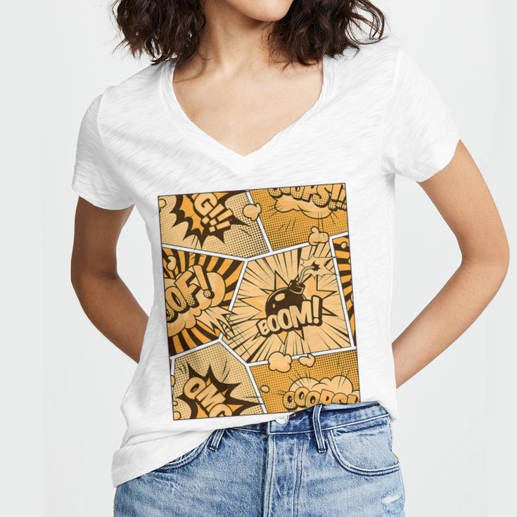 Orange Comic Book Orange Color Graphic Premium Tri-Blend Women's Jersey Short Sleeve Deep V-Neck Tshirt Orange Comic Book Orange Color Graphic Premium Tri-Blend Women's Jersey Short Sleeve Deep V-Neck Tshirt
