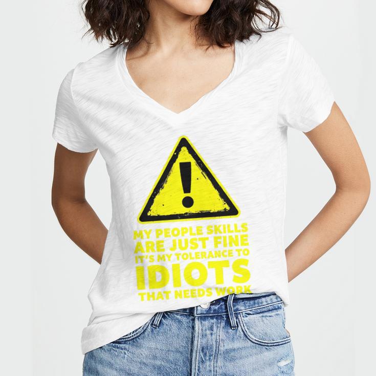 My People Skills Are Just Fine Sarcastic Introvert Premium Tri-Blend Women's Jersey Short Sleeve Deep V-Neck Tshirt