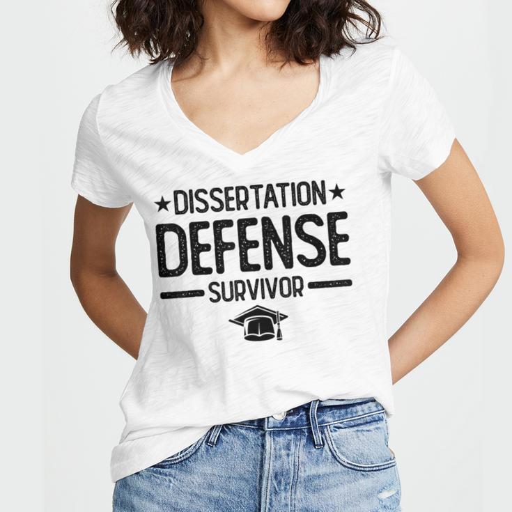 PhD Graduation Dissertation Defense Survivor PhD Women's Jersey Short Sleeve Deep V-Neck Tshirt