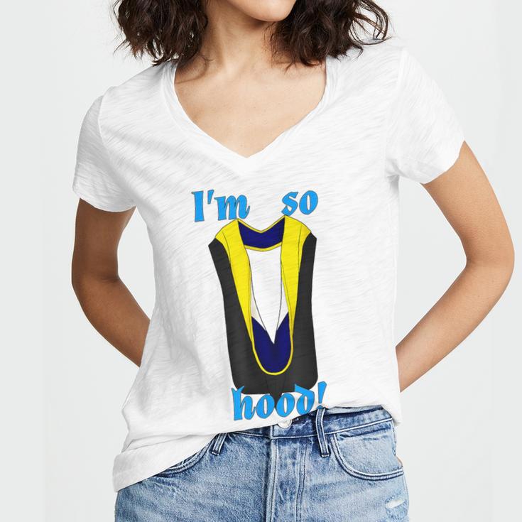 PhD Hood Graduation Shirt Doctorate Degree Doctoral Women's Jersey Short Sleeve Deep V-Neck Tshirt