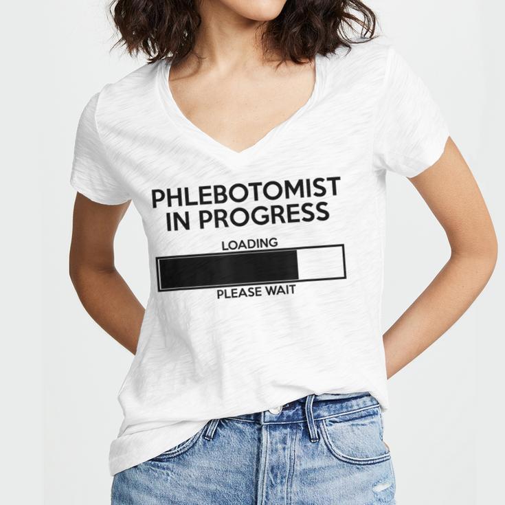Phlebotomist In Progress Phlebotomy School Graduation Women's Jersey Short Sleeve Deep V-Neck Tshirt