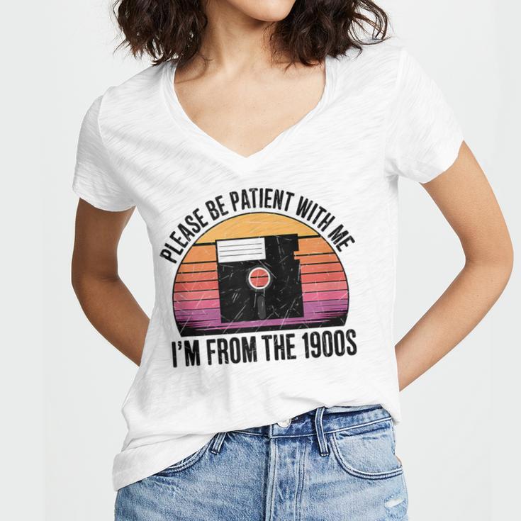 Please Be Patient With Me I'm From The 1900s Floppy Disk Women's Jersey Short Sleeve Deep V-Neck Tshirt