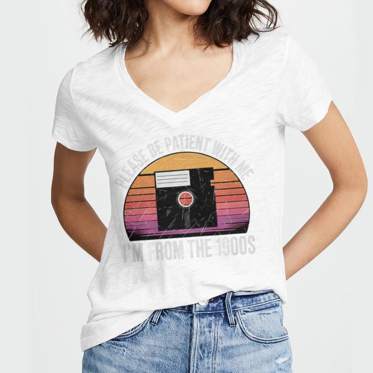 Please Be Patient With Me I'm From The 1900s PC Floppy Disk Premium Tri-Blend Women's Jersey Short Sleeve Deep V-Neck Tshirt
