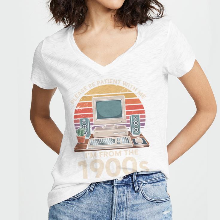 Please Be Patient I'm From The 1900s Retro Computer Geek PC Women's Jersey Short Sleeve Deep V-Neck Tshirt Please Be Patient I'm From The 1900s Retro Computer Geek PC Women's Jersey Short Sleeve Deep V-Neck Tshirt