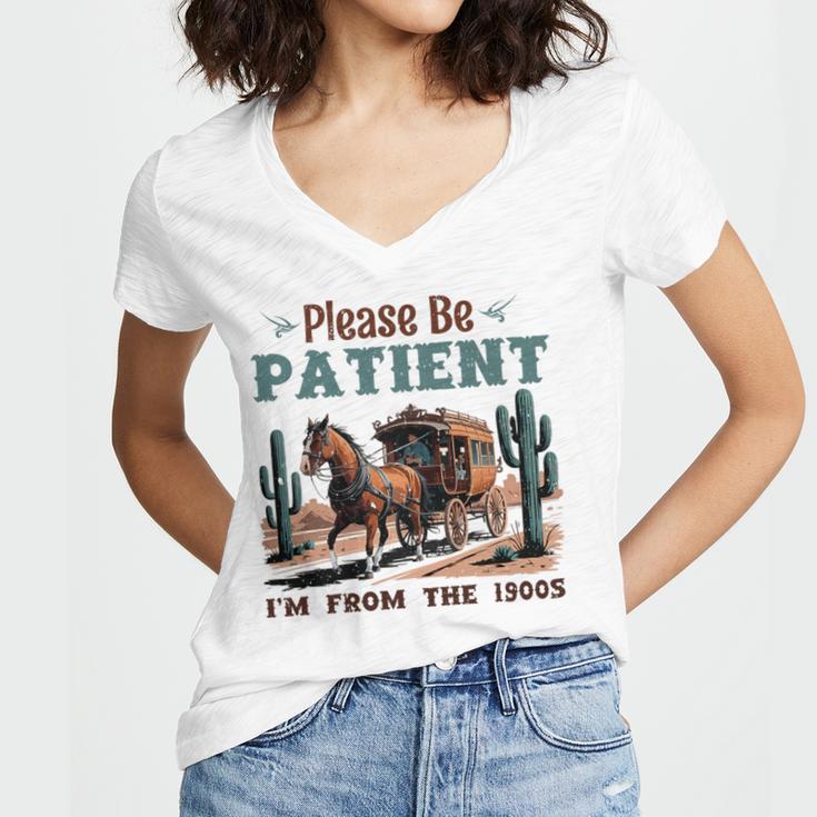 Please Be Patient I'm From The 1900s Stagecoach Western Vint Premium Tri-Blend Women's Jersey Short Sleeve Deep V-Neck Tshirt Please Be Patient I'm From The 1900s Stagecoach Western Vint Premium Tri-Blend Women's Jersey Short Sleeve Deep V-Neck Tshirt