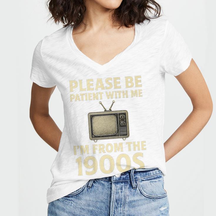 Please Be Patient With Me I'm From The 1900s Television Set Premium Women's Jersey Short Sleeve Deep V-Neck Tshirt