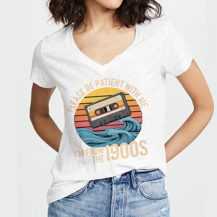 Please Be Patient With Me I'm From The 1900s Vintage Humor Premium Tri-Blend Women's Jersey Short Sleeve Deep V-Neck Tshirt