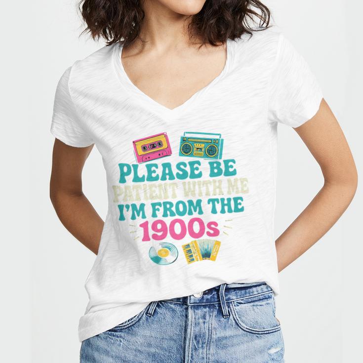 Please Be Patient With Me I'm From The 1900s Vintage For Man Premium Women's Jersey Short Sleeve Deep V-Neck Tshirt