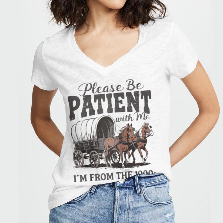 Please Be Patient With Me I'm From The 1900s Vintage Raglan Baseball Tee Women's Jersey Short Sleeve Deep V-Neck Tshirt Please Be Patient With Me I'm From The 1900s Vintage Raglan Baseball Tee Women's Jersey Short Sleeve Deep V-Neck Tshirt