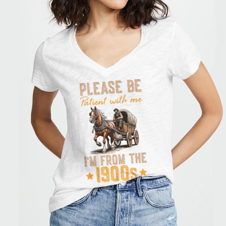 Please Be Patient With Mee I'm From The 1900s Premium Women's Jersey Short Sleeve Deep V-Neck Tshirt Please Be Patient With Mee I'm From The 1900s Premium Women's Jersey Short Sleeve Deep V-Neck Tshirt