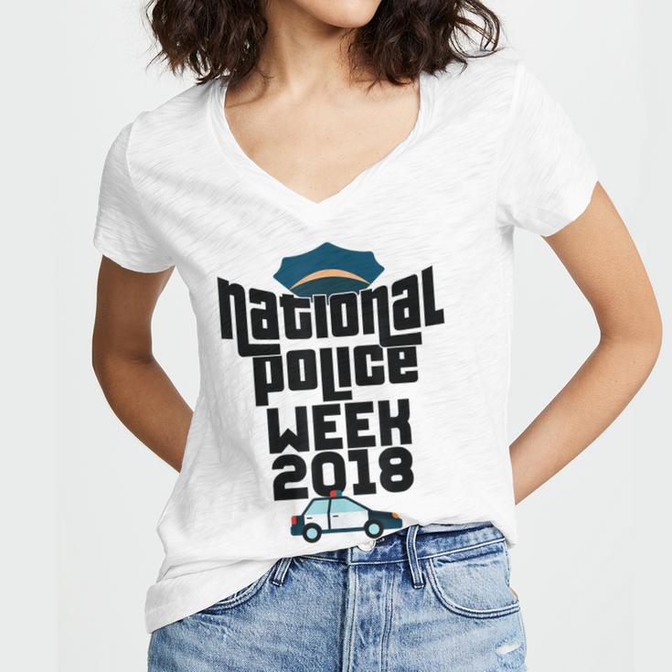 Police Officer National Week T-Shirt Graduation 2018 Women's Jersey Short Sleeve Deep V-Neck Tshirt