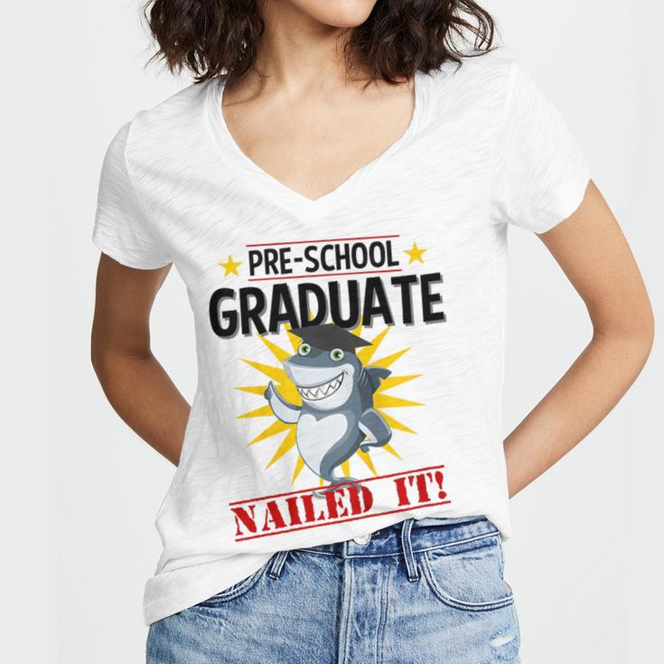 Pre K Nailed It Shirt 2019 Shark Graduation TShirt Women's Jersey Short Sleeve Deep V-Neck Tshirt