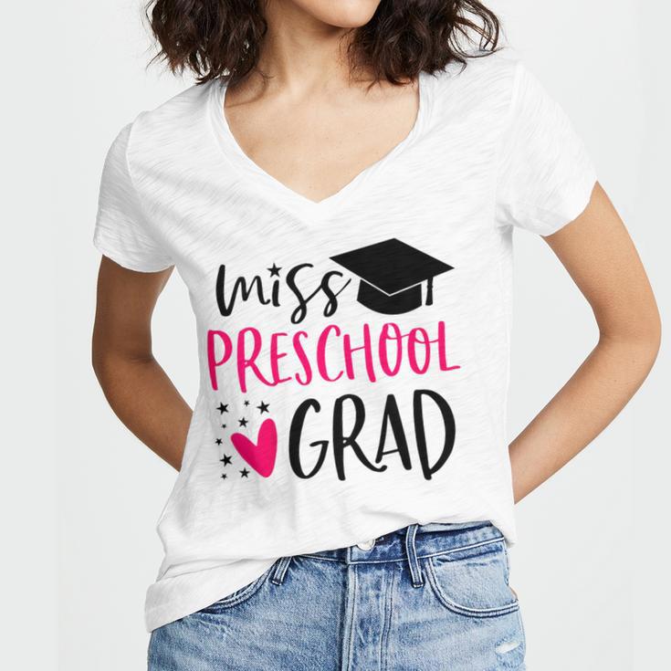 Preschool Graduation Shirt For Girl 2019 Miss Preschool Grad Women's Jersey Short Sleeve Deep V-Neck Tshirt