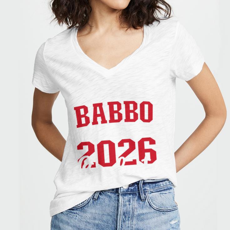 Proud Babbo Of a Class Of 2026 Graduate For Graduation Women's Jersey Short Sleeve Deep V-Neck Tshirt