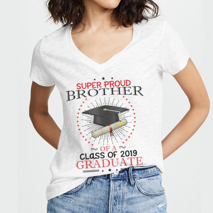 Proud Brother The Class Of 2019 Graduate Graduation Shirt Women's Jersey Short Sleeve Deep V-Neck Tshirt