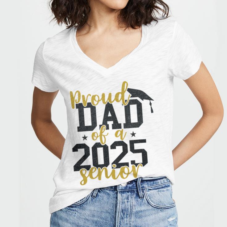 Proud Dad Of a 2025 Senior Graduation Women's Jersey Short Sleeve Deep V-Neck Tshirt