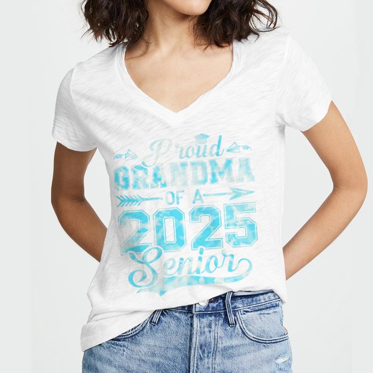 Proud Grandma Of a 2025 Senior Graduate Graduation Premium Women's Jersey Short Sleeve Deep V-Neck Tshirt