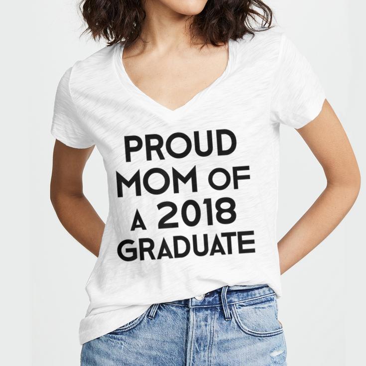 Proud Mom Of A 2018 Graduate Mama Graduation Women's Jersey Short Sleeve Deep V-Neck Tshirt