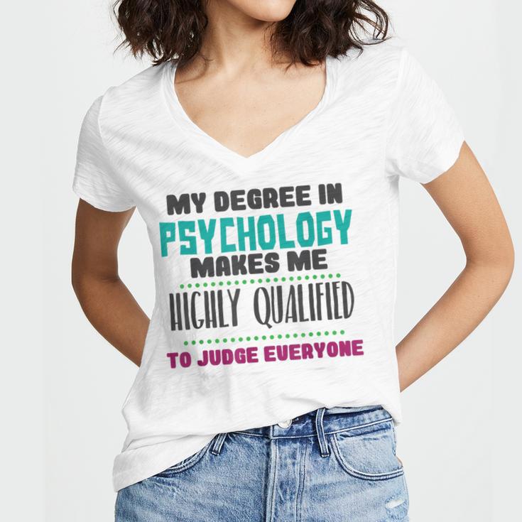Qualified Psychologist PhD PsyD Shirt Graduation Women's Jersey Short Sleeve Deep V-Neck Tshirt