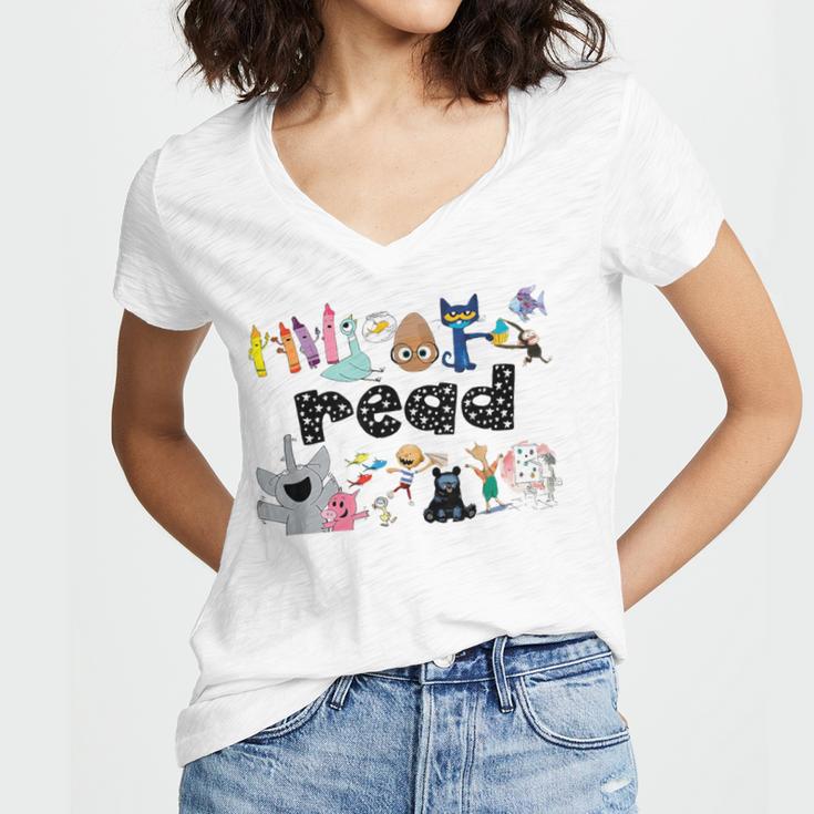 Read Children's Books Teacher Women's Jersey Short Sleeve Deep V-Neck Tshirt Read Children's Books Teacher Women's Jersey Short Sleeve Deep V-Neck Tshirt