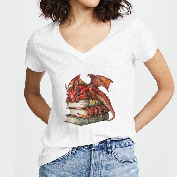 I Read Because Roasting People Is Frowned Upon Dragon Book Premium Tri-Blend Women's Jersey Short Sleeve Deep V-Neck Tshirt