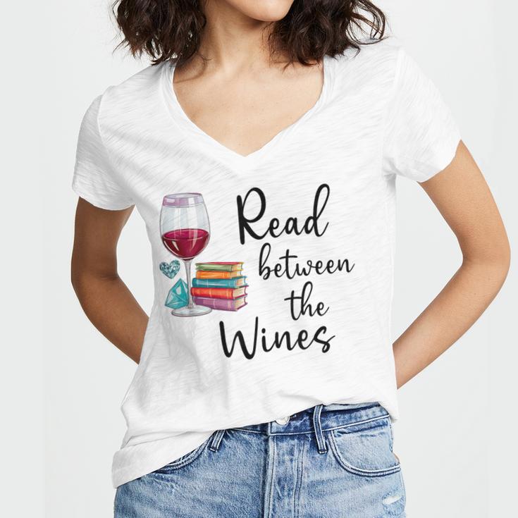 Read Between The Wines Im Just a Girl Who Loves Books & Wine Women's Jersey Short Sleeve Deep V-Neck Tshirt Read Between The Wines Im Just a Girl Who Loves Books & Wine Women's Jersey Short Sleeve Deep V-Neck Tshirt