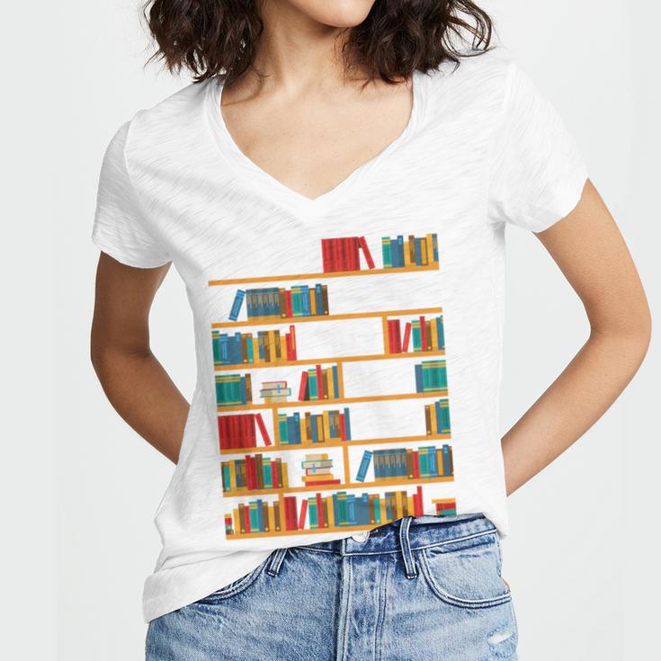 Reading Shirt There Is No Such Thing As Too Many Books Women's Jersey Short Sleeve Deep V-Neck Tshirt