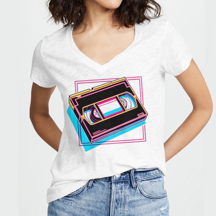 Retro VHS Vaporwave Video Cassette Nostalgia Geek Chic Premium Tri-Blend Women's Jersey Short Sleeve Deep V-Neck Tshirt Retro VHS Vaporwave Video Cassette Nostalgia Geek Chic Premium Tri-Blend Women's Jersey Short Sleeve Deep V-Neck Tshirt