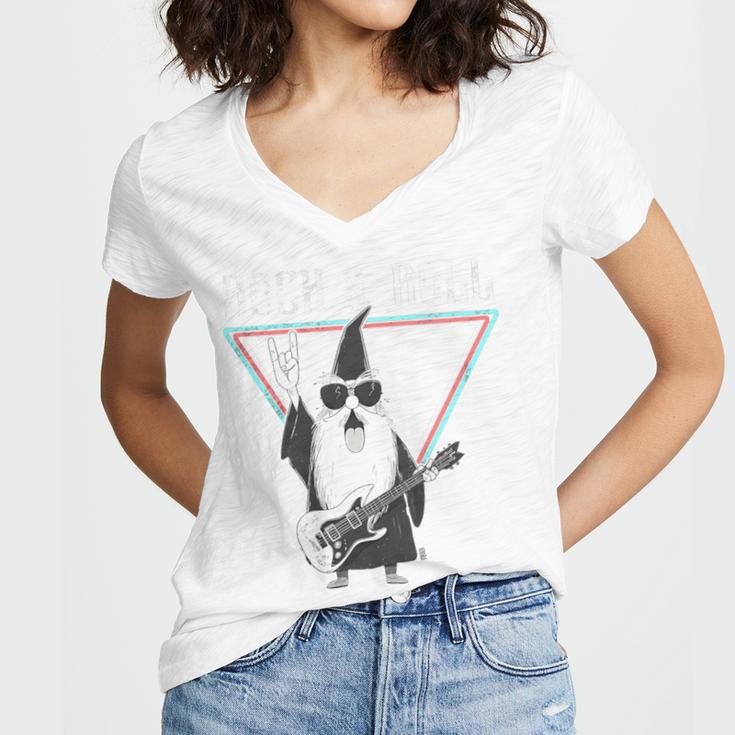 Rock & Roll Wizard Music Nostalgia Premium Tri-Blend Women's Jersey Short Sleeve Deep V-Neck Tshirt