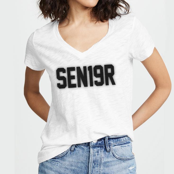 SEN19R Senior 2019 High School Graduation Party T-Shirt Women's Jersey Short Sleeve Deep V-Neck Tshirt