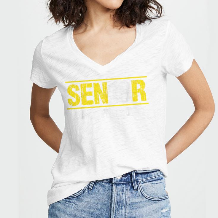 Senior 2018 Class President-School Colors Graduation Women's Jersey Short Sleeve Deep V-Neck Tshirt