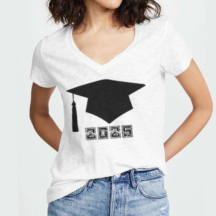 SENIOR 2025 Cute Graduation Class Of 2025 Graduate Women's Jersey Short Sleeve Deep V-Neck Tshirt