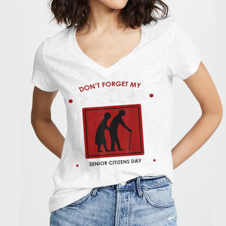SENIOR CITIZENS DAY Don't Forget My DISCOUNT Graduation Day Women's Jersey Short Sleeve Deep V-Neck Tshirt