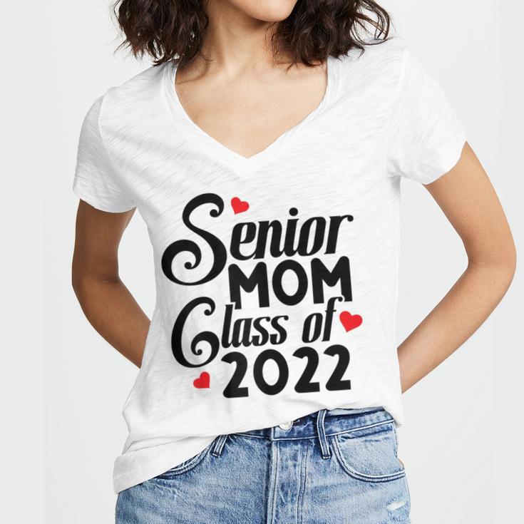 Senior Class Of 2022 School Graduation Mom Women's Jersey Short Sleeve Deep V-Neck Tshirt