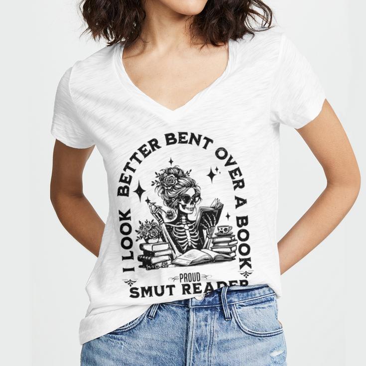 Smut Reader Skeleton Book Lover Dark Humor Art Premium Tri-Blend Women's Jersey Short Sleeve Deep V-Neck Tshirt Smut Reader Skeleton Book Lover Dark Humor Art Premium Tri-Blend Women's Jersey Short Sleeve Deep V-Neck Tshirt