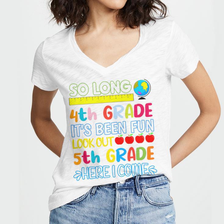 So Long 4th Grade Here I Come Graduation 5th Grade Kids Tee Premium Women's Jersey Short Sleeve Deep V-Neck Tshirt