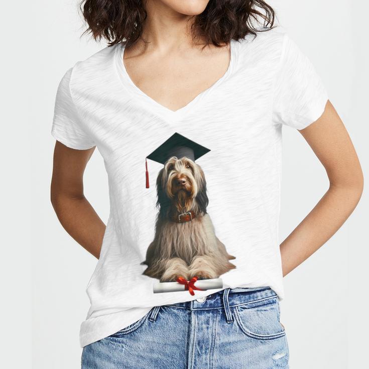 Spinone Italiano Dog Graduation Cap School Graduate Owner Men Women Kids Women's Jersey Short Sleeve Deep V-Neck Tshirt