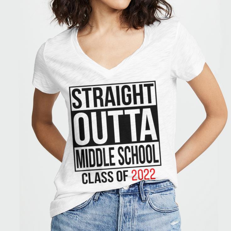Straight Outta Middle School Graduation Shirt Class Of 2022 Women's Jersey Short Sleeve Deep V-Neck Tshirt