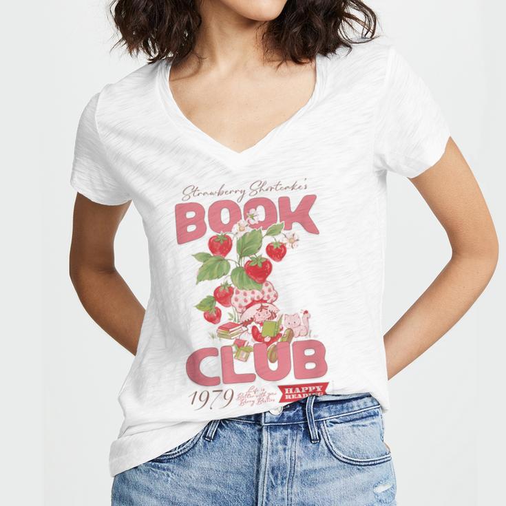 Strawberry Shortcake Book Club 1979 With Berry Besties Women's Jersey Short Sleeve Deep V-Neck Tshirt