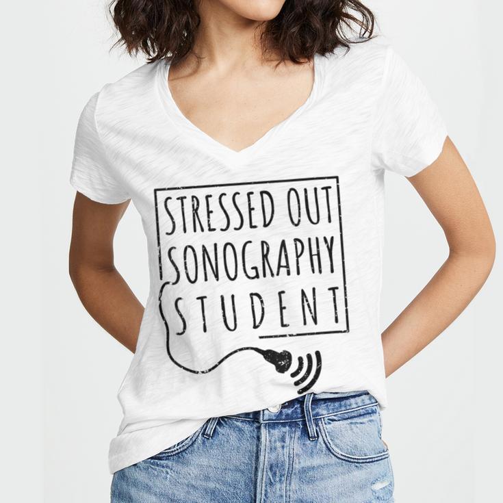 Stressed Sonography Student Ultrasound Tech Graduation Women's Jersey Short Sleeve Deep V-Neck Tshirt