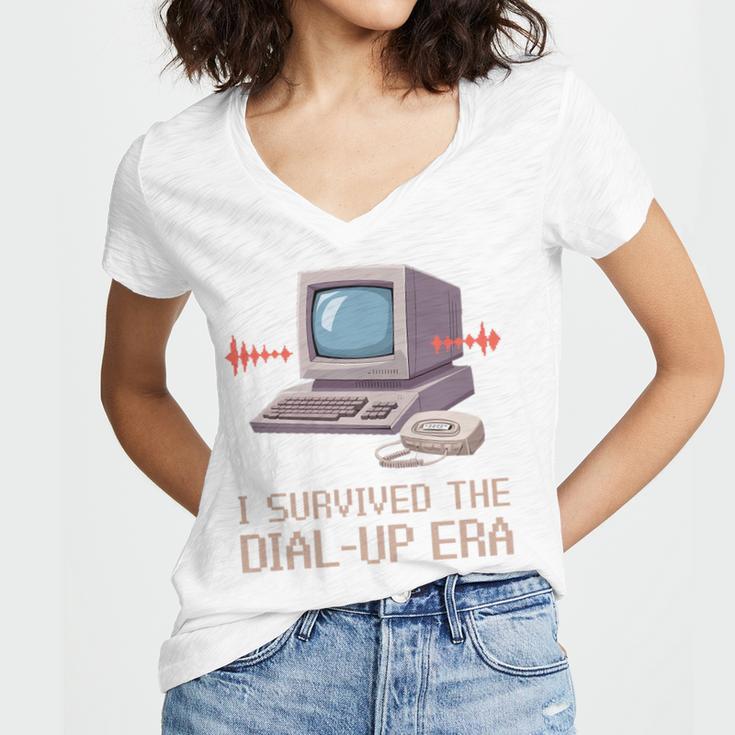 I Survived The Dial-Up Era Retro 90s Nostalgia Premium Tri-Blend Women's Jersey Short Sleeve Deep V-Neck Tshirt I Survived The Dial-Up Era Retro 90s Nostalgia Premium Tri-Blend Women's Jersey Short Sleeve Deep V-Neck Tshirt