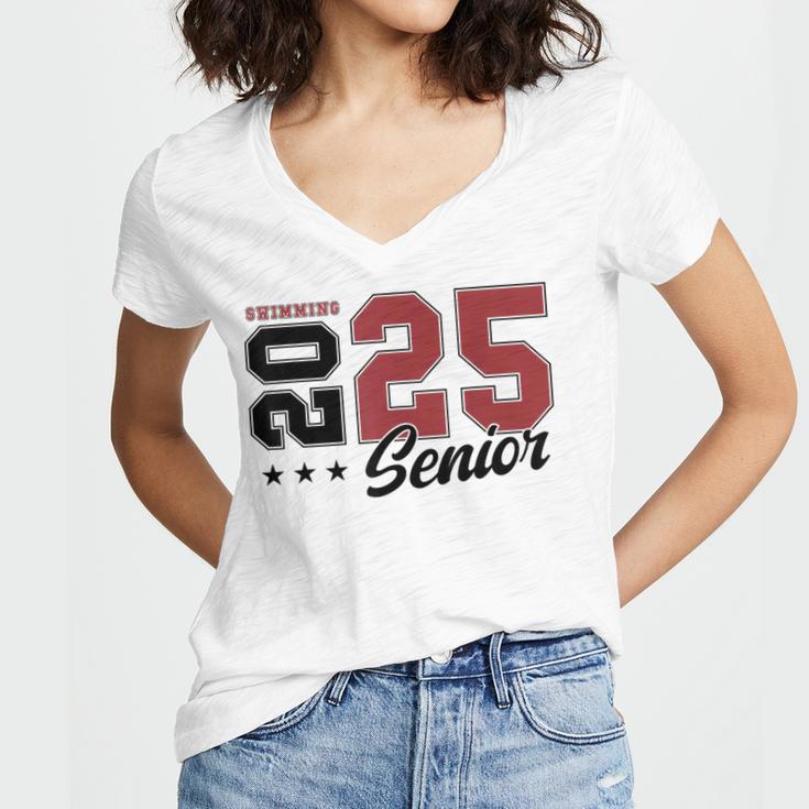 Swimming Senior Night Swimming Senior 2025 Graduation 59 Women's Jersey Short Sleeve Deep V-Neck Tshirt