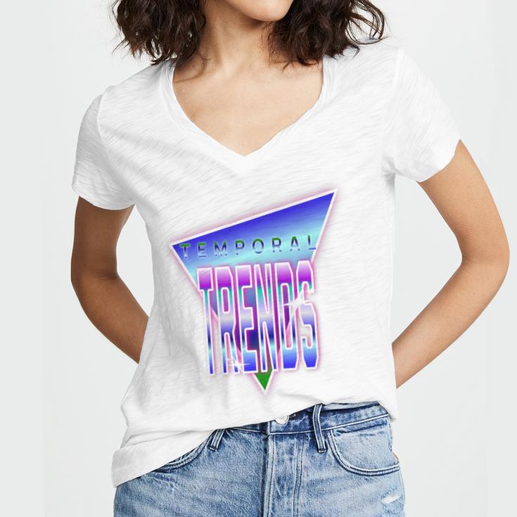 Temporal Trends Vaporwave Style Retro Nostalgia Look Premium Tri-Blend Women's Jersey Short Sleeve Deep V-Neck Tshirt Temporal Trends Vaporwave Style Retro Nostalgia Look Premium Tri-Blend Women's Jersey Short Sleeve Deep V-Neck Tshirt
