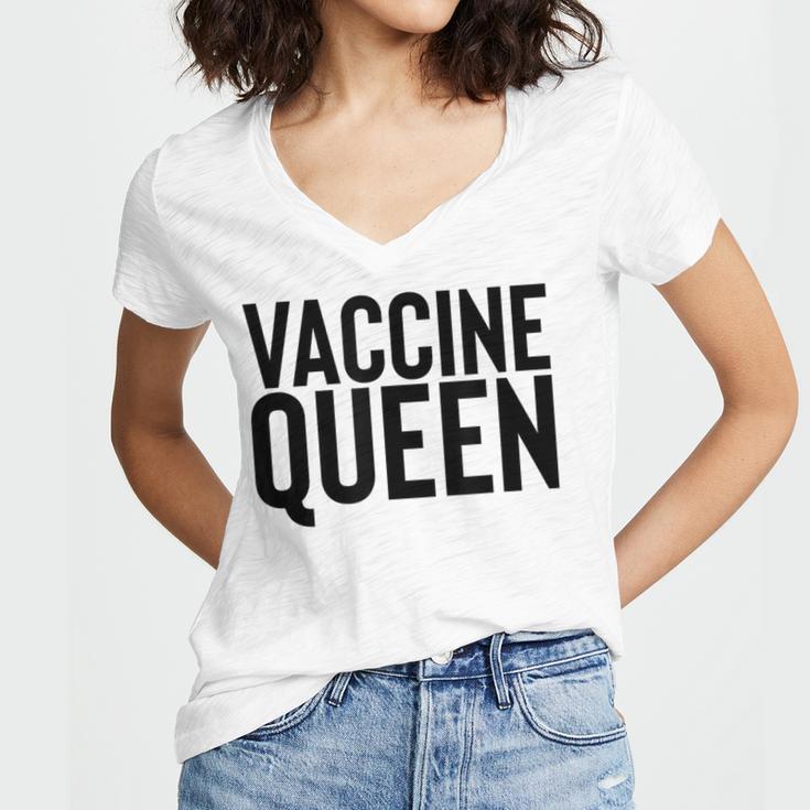 Vaccine Queen Nursing Graduation Shirt Women's Jersey Short Sleeve Deep V-Neck Tshirt
