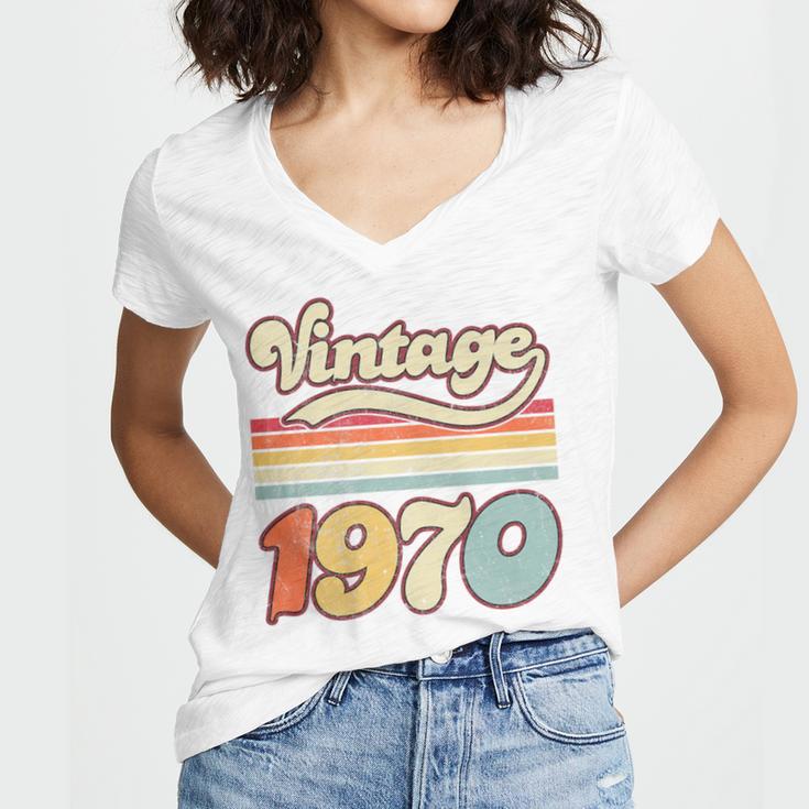 Vintage 1970 Birthday Retro Style 70's Born Nostalgia Outfit Premium Tri-Blend Women's Jersey Short Sleeve Deep V-Neck Tshirt Vintage 1970 Birthday Retro Style 70's Born Nostalgia Outfit Premium Tri-Blend Women's Jersey Short Sleeve Deep V-Neck Tshirt