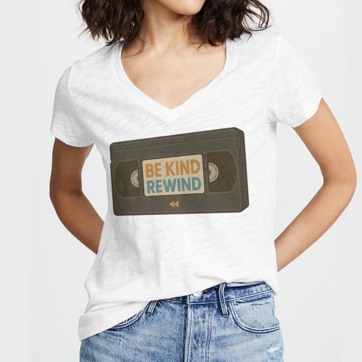 Vintage VHS Tape Humor Retro Nostalgia Graphic Premium Women's Jersey Short Sleeve Deep V-Neck Tshirt