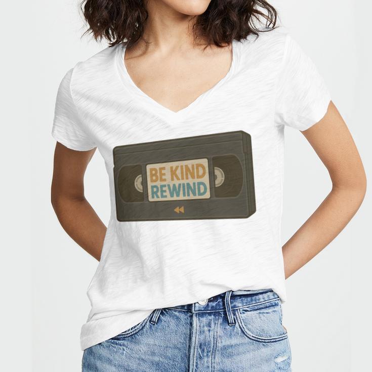 Vintage VHS Tape Humor Retro Nostalgia Graphic Women's Jersey Short Sleeve Deep V-Neck Tshirt