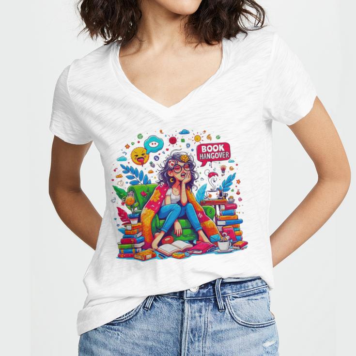 Woman Book Lover Book Hangover Woman Premium Tri-Blend Women's Jersey Short Sleeve Deep V-Neck Tshirt