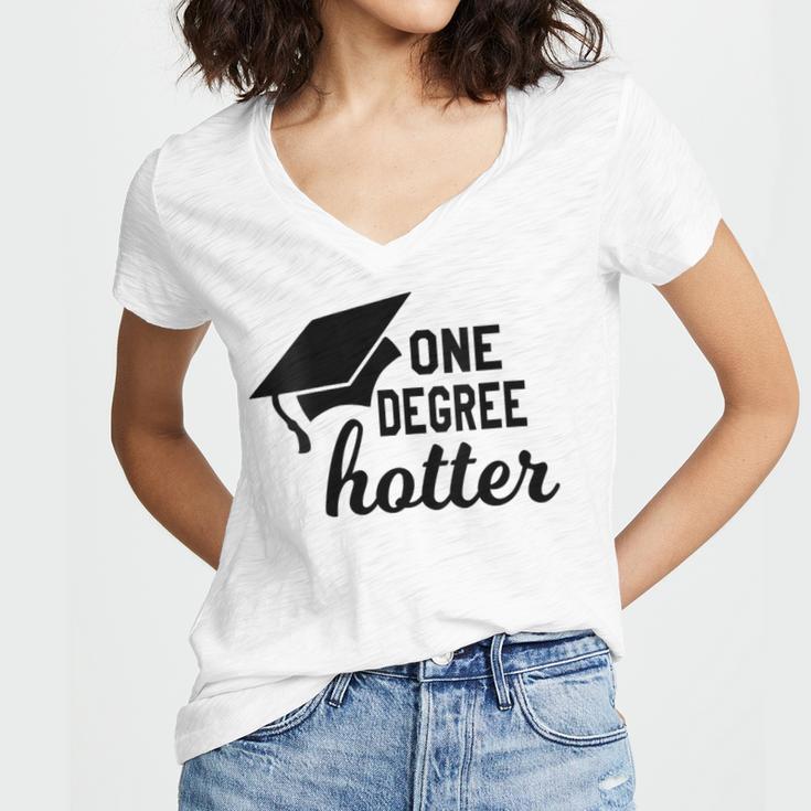Women's One Degree Hotter College Masters PhD Graduation Party Women's Jersey Short Sleeve Deep V-Neck Tshirt